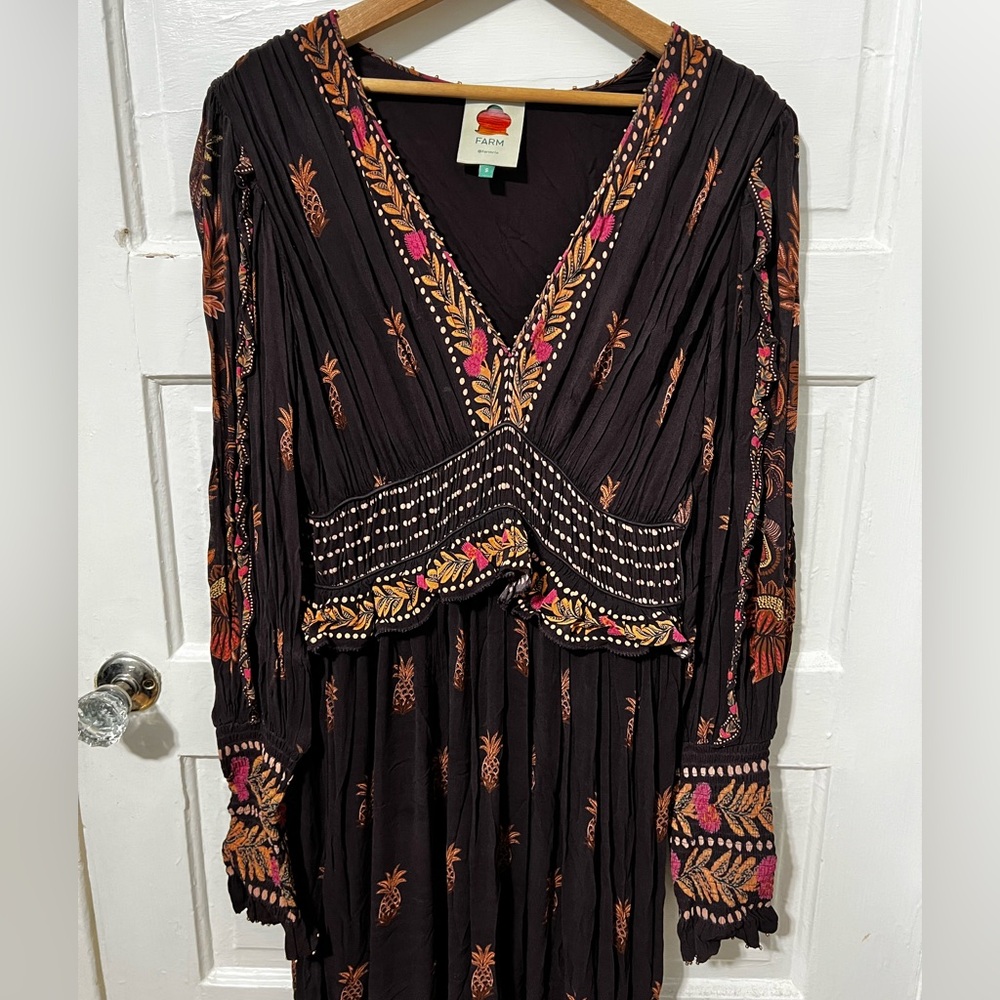 Brown and Pink Pineapple Farm Rio Maxi Dress